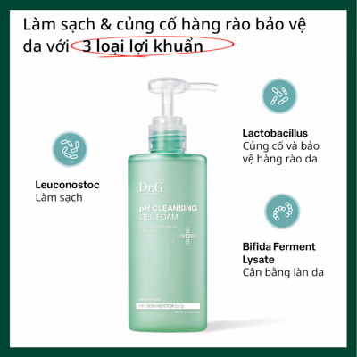 Gel rửa mặt tạo bọt dịu nhẹ Dr.G pH Cleansing Gel Foam 200ml
